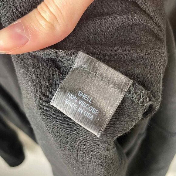 WAYF Nordstrom Black Long Sleeve Staple Dress Sz Large 100% Viscose Made in USA - Picture 4 of 8